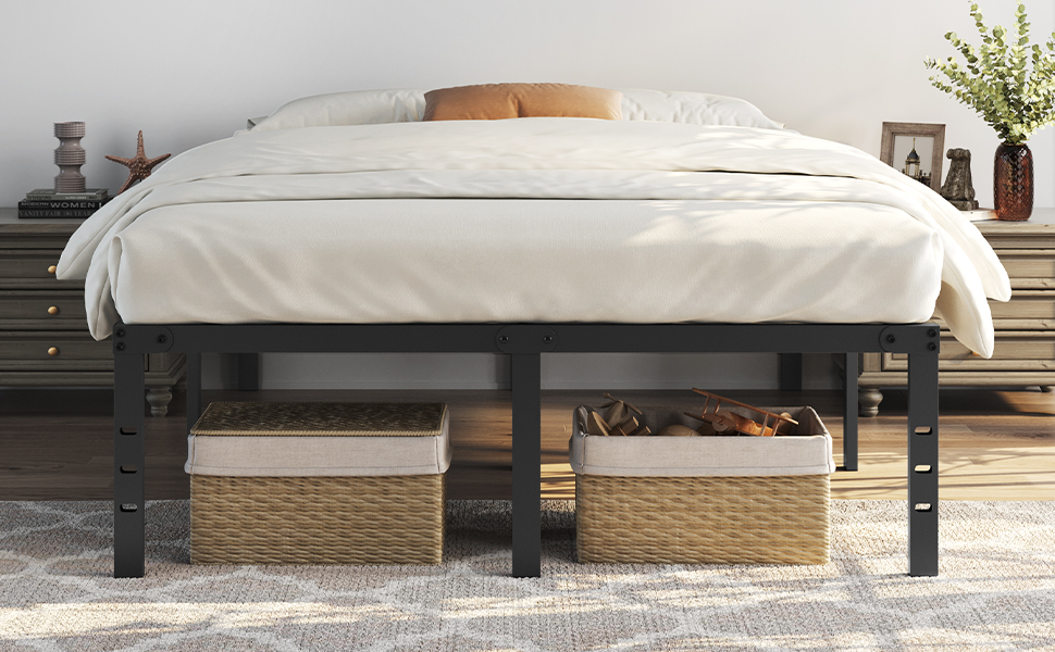 Amazon.com: Yaheetech Full Bed Frame with Storage Space, No